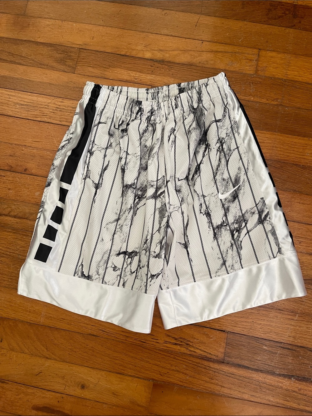 Nike Youth White Marble-Print Basketball Shorts